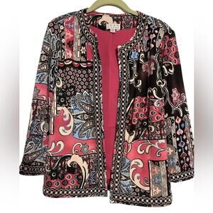 Joan Rivers Womens Size Small Moroccan Flair Pink 3/4 Sleeve Lined Jacket